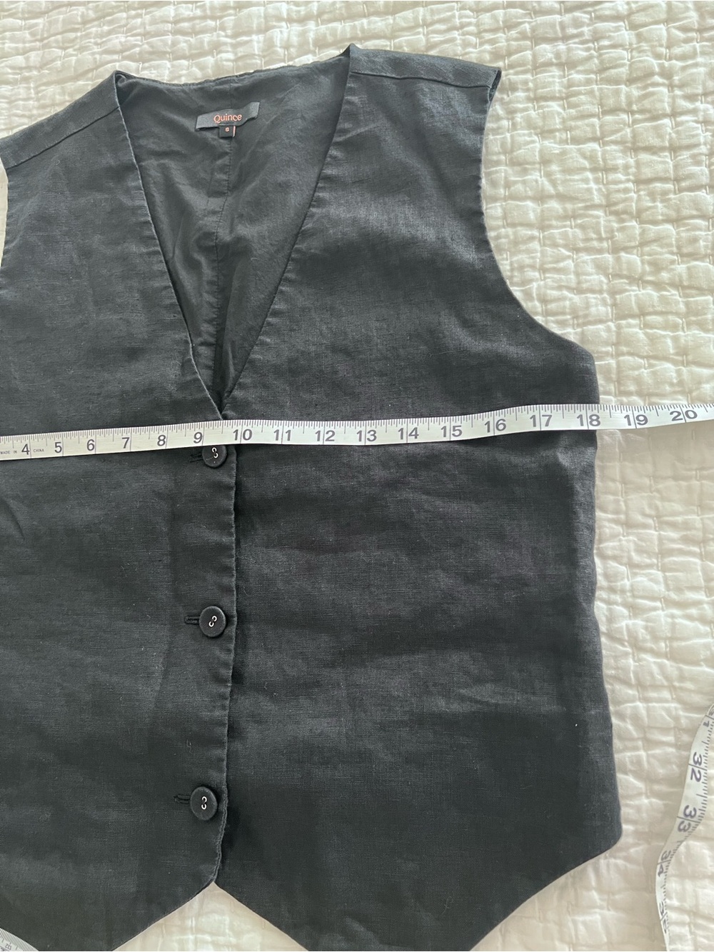 Quince Black Linen Vest Size Small EUC - Picture 5 of 8